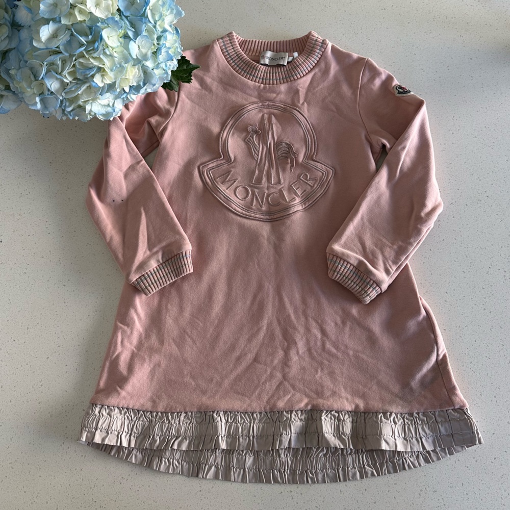 Moncler Girls Sweater Sweatshirt Dress Pink Logo 5